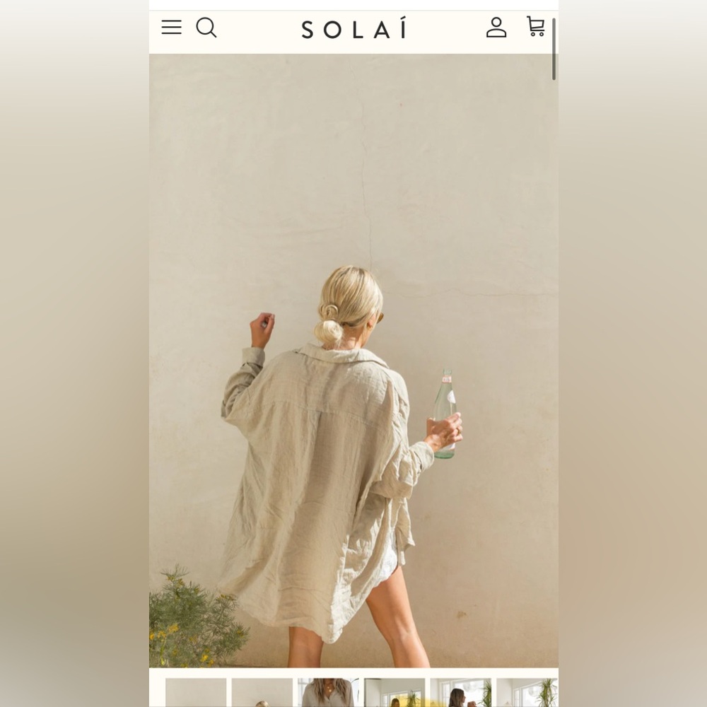 Solai the Lable Poolside Oversized Button Top Beige Size Small